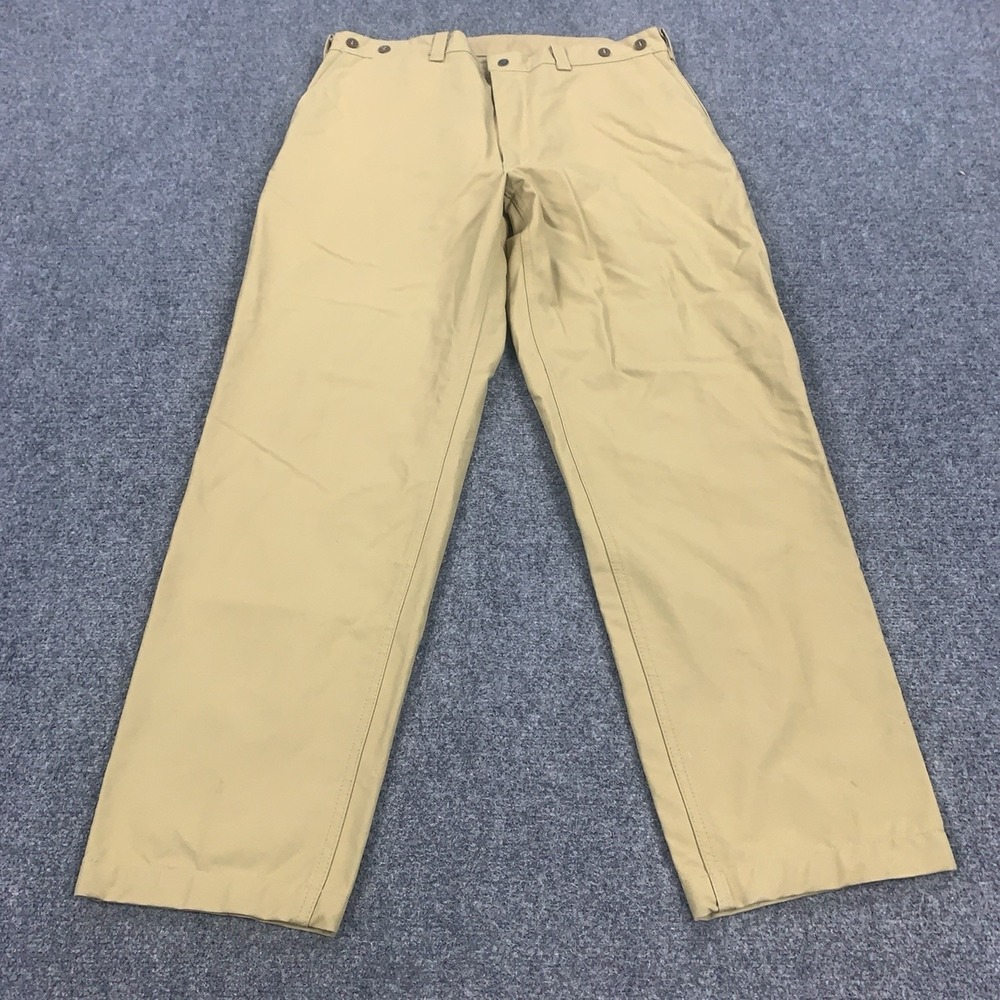 VTG Filson Double Tin Cloth Pants Mens 40x33 Beige SuspenderStyle 79 Outdoor USA